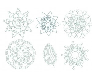 Stickserie - Flower Circle Line Art